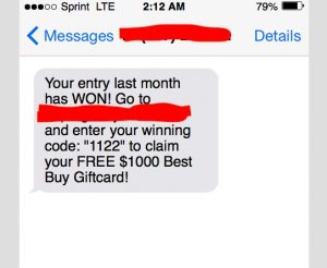 Smishing. Be careful about what you click on